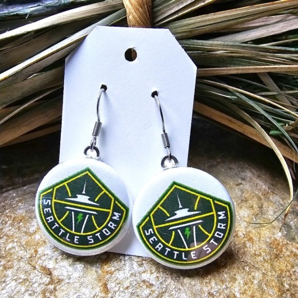Seattle Storm Earrings WNBA Basketball Seattle Souvenir Dangle Drop Ligh…